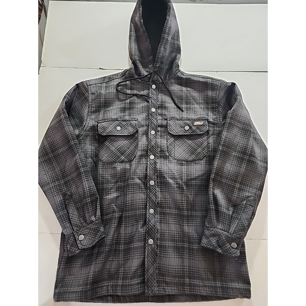 Dickies Fleece Hooded Full Snap Flannel Bonded Over Shirt Jacket Heavy Medium